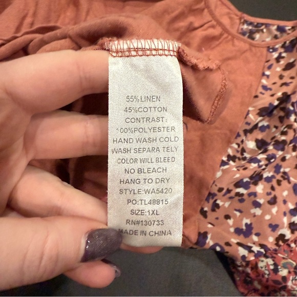 Umgee Pink Linen Long Sleeve Shirt - Picture 5 of 8